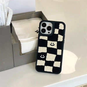 Embroidered Checkered Phone Case