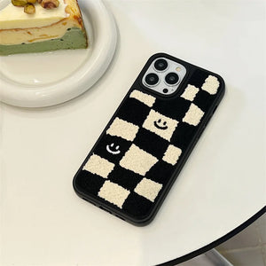 Embroidered Checkered Phone Case