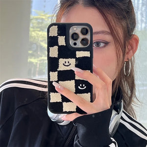 Embroidered Checkered Phone Case