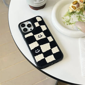 Embroidered Checkered Phone Case