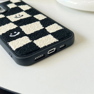 Embroidered Checkered Phone Case