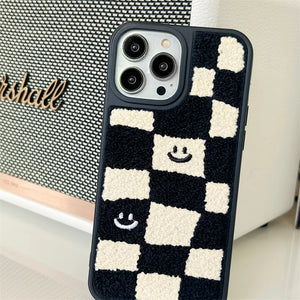 Embroidered Checkered Phone Case