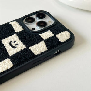 Embroidered Checkered Phone Case